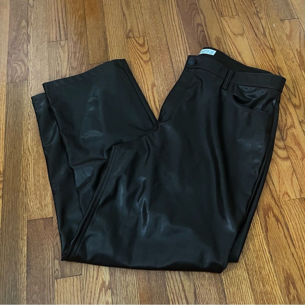 Abercrombie and Fitch coco espresso brown leather 90s straight leg pants sz 18r